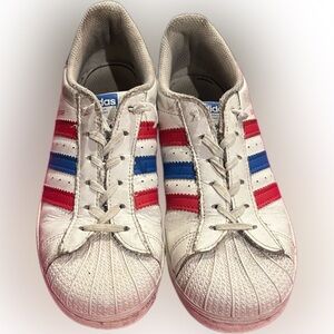 Boys Adidas Superstar Red/Blue Size 1.5